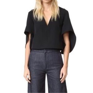Milly Cascade Beetle Black Crop Top Size Medium